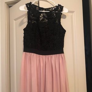 Lauren Conrad black lace and pink tulle dress